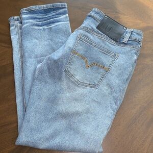 🎭 Linea Uomo Mens Light Wash Straight Leg Jeans Classic Denim Pants 34x32